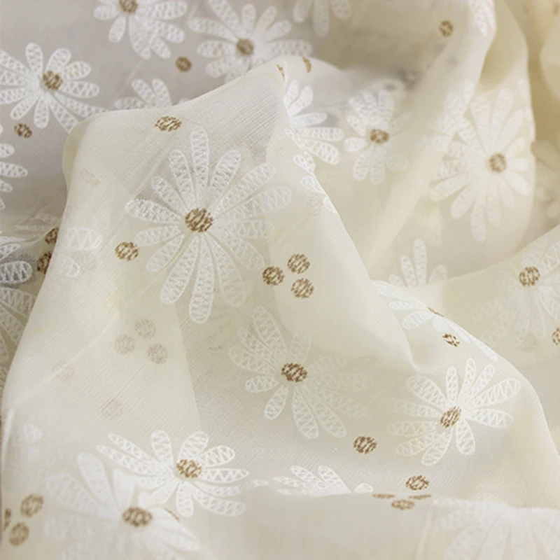 150X100CM шифоновых накладок ткани с цветочной вышивкой Тюлевое платье для свадьбы