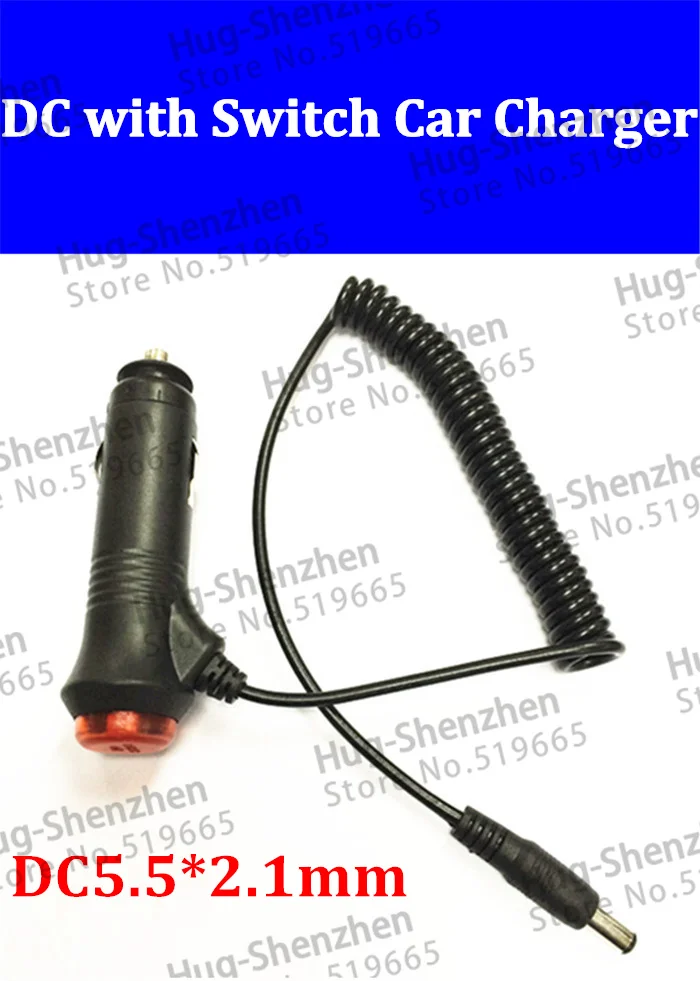 

DC 12V Car Cigarette lighter Plug Cable 5.5mm x 2.1mm 12V Car Truck Bus Power Supply Adapter Charger Cable with Switch 5pcs