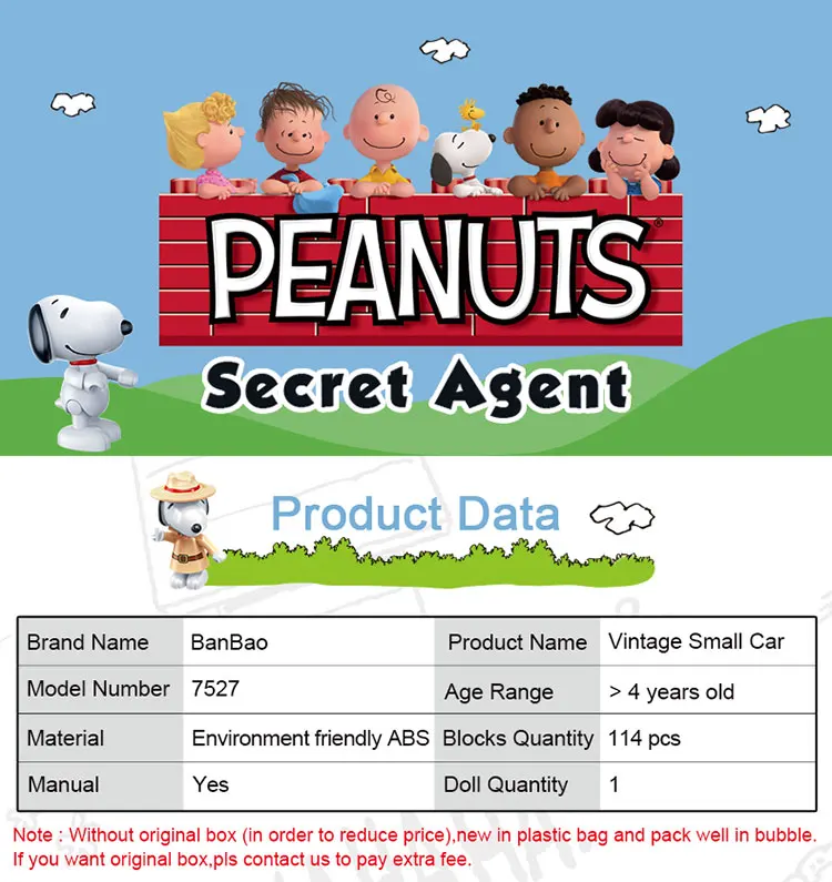 BanBao, горячая Snoopy, арахис, IP фигурка, пластиковые строительные блоки, игрушки для детей, обучающая модель, DIY Кирпичи, совместимый бренд