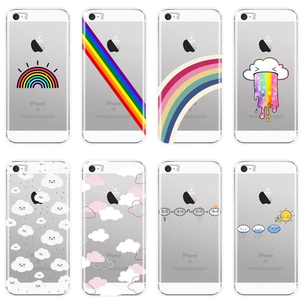 Чехол для телефона iPhone 4 4S 5 5C 5S SE Мягкий Силиконовый Забавный кавайный облачный
