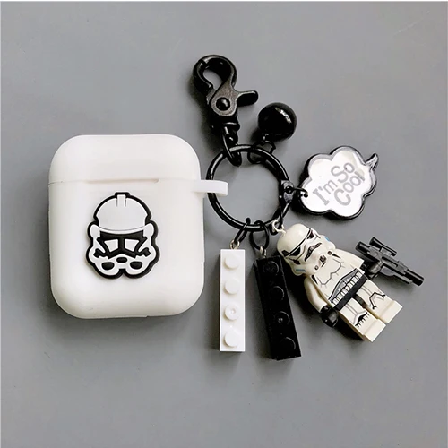 White Bluetooth наушники силиконовый чехол для Apple Airpods 1 2 мягкий чехол Аксессуары крутой мультфильм наушники коробка защитный чехол сумка - Цвет: White