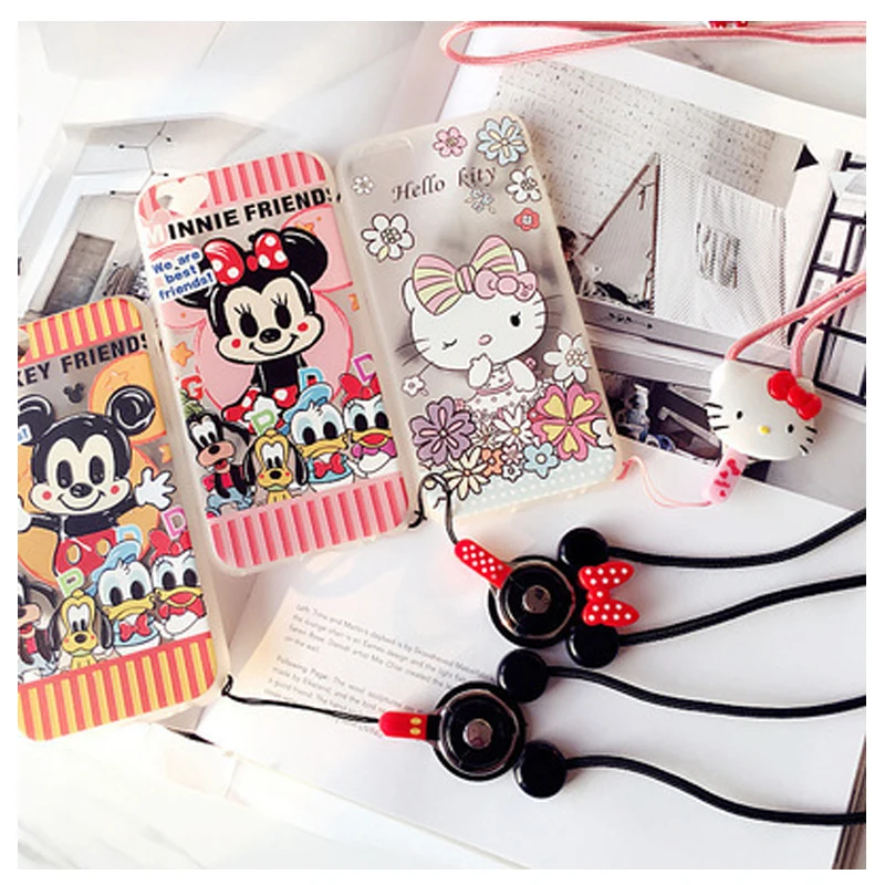 Мультфильм милый hello kitty мобильный ремень для телефона декольте ключ ID карты мобильный телефон ремень для iPhone 7 X ЗНАЧОК Клип шнур Универсальный