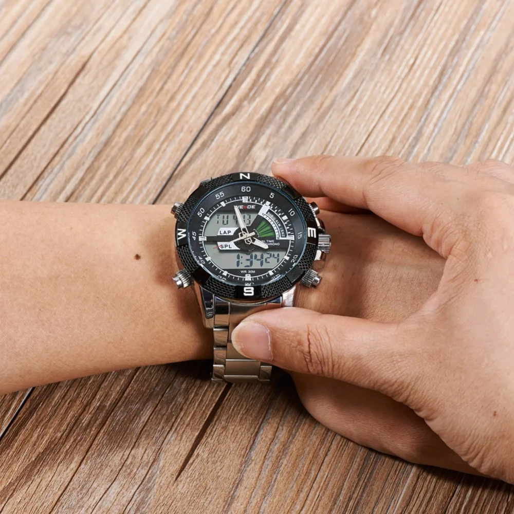WEIDE часы Открытый Для мужчин спортивный Часы Аналоговый Цифровой Дисплей Водонепроницаемый multi Функция Relogio mascul подарок часы окне