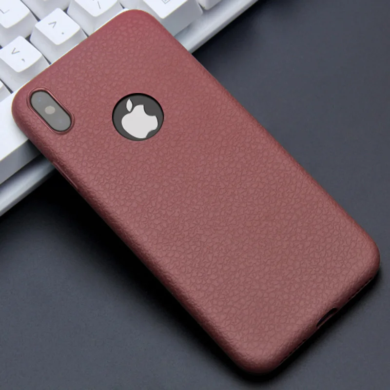 Brown Kisscase чехол на айфон 7 Ультра тонкие телефонные чехлы для iPhone 6S 6 7 8 Plus XS Max Cover Кожаная кожа Мягкий силиконовый чехол TPU для iPhone XR X Shell чехол на айфон 6 чехол на айфон x чехол на айфон xs max XR - Цвет: Brown