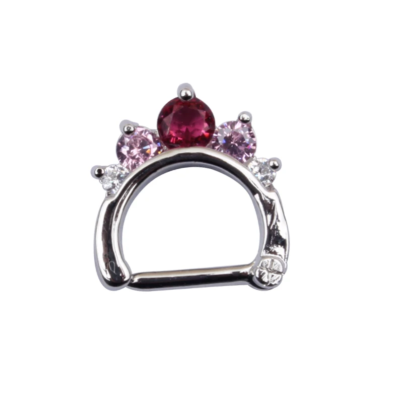 1pcs Crystal Septum Clicker Ring Hanger Clip On Non Piercing Zircon Nose Hoop Body Jewelry | Украшения и аксессуары