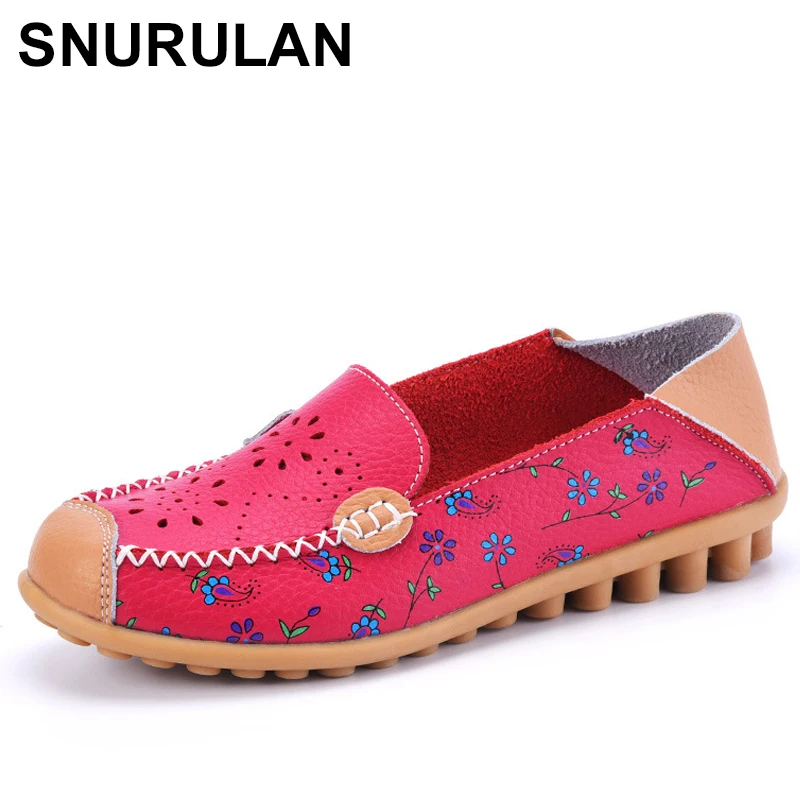 

SNURULANGenuine Leather Shoes Women Ballet Flats Loafers Summer Moccasins Ladies SlipOn Casual Flat Shoes BallerinaZapatos Mujer