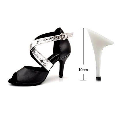 Black 10cm Ladingwu/Женская обувь для танцев из натуральной кожи; черная обувь для латинских танцев; обувь для сальсы; женская Обувь для бальных танцев; обувь для профессиональных танцев; Каблук 6-10 см - Цвет: Black 10cm
