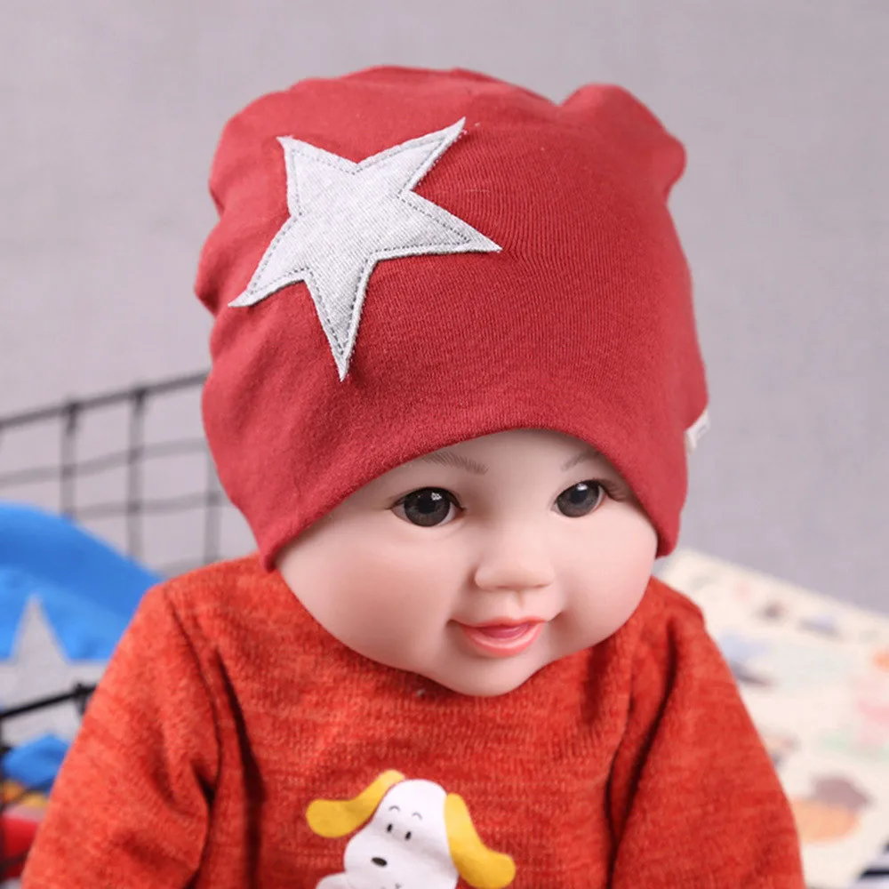 spring and winter warm Cute Infant Baby Girls Boys Cartoon Star Print Sleep Cap Headwear Hat for children newborn cute head cap | Детская
