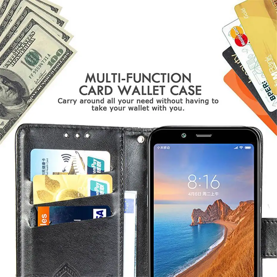 Redmi 7A PU кожаный флип чехол для Xiaomi Redmi 7A кошелек кожаный чехол для телефона Xiaomi Redmi 7A 3D бабочка кошелек Чехол
