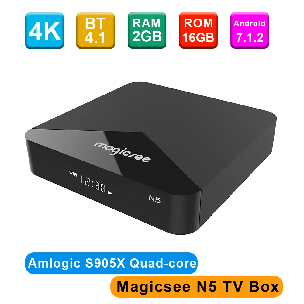 Magicsee N5 2 ГБ/16 ГБ Android 7.1.2 TV Box Amlogic S905X Четырехъядерный 4K 4G/5G двухдиапазонный WiFi BT4.1 HD