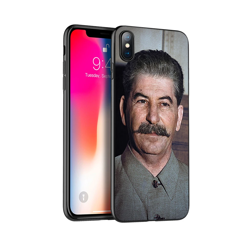 Black tpu case for iphone 5 5s SE 2020 6 6s 7 8 plus x 10 XR XS 11 pro Max case silicone cover Russian Stalin Ussr