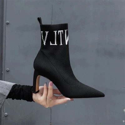 2018 новые осенние и зимние сапоги на тонкой шпильке с широким спектром вязаных