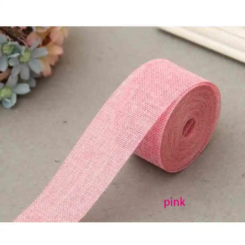 pink 10 м/лот 5 см мешковины гессианские ленты джутовые рулоны кружева деревенская лента для DIY винтажное свадебное украшение подарочная упаковка орнамент Вечерние - Цвет: pink