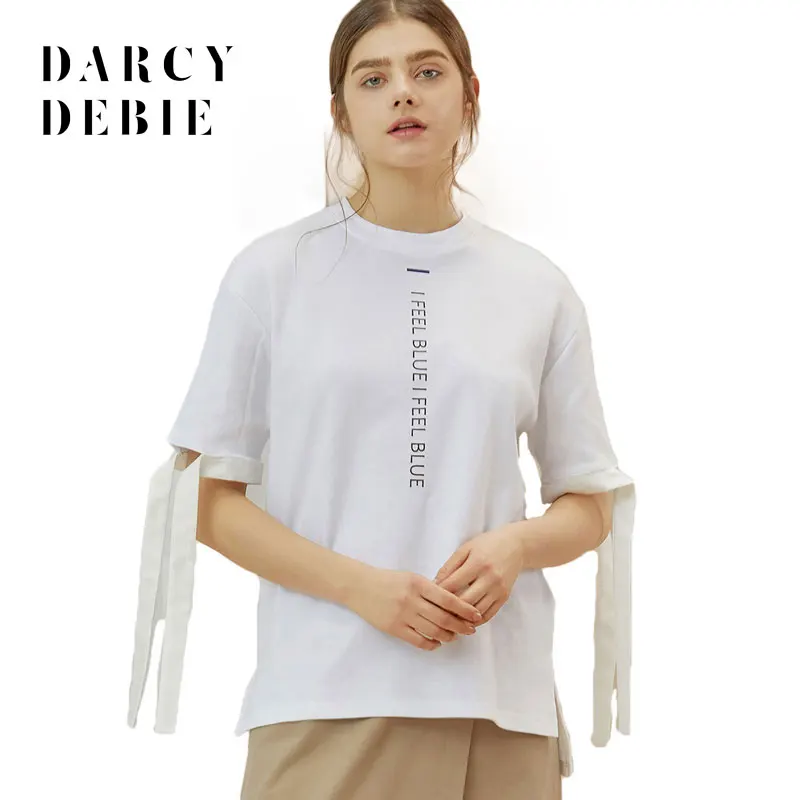 Darcydebie 2018 Лето Для женщин Повседневное Мода Вертикальная черта Письмо печати
