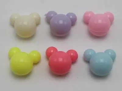 

50 Mixed Pastel Color Acrylic Mouse Face Pony Beads 16mm Jewelry Making