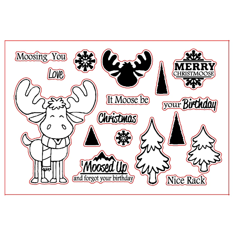 Счастливого Рождества Moose прозрачный штамп прозрачные марки для DIY скрапбукинга