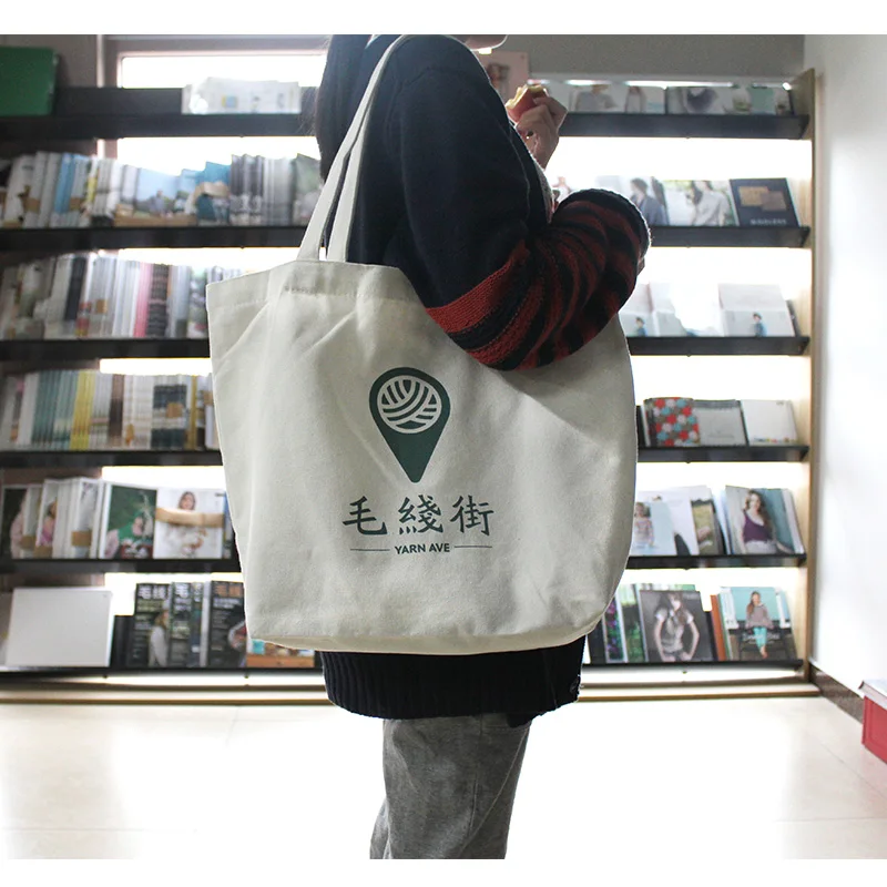 

Canvas Tote Bags Knitting Tools Bag High Capacity Reusable Cotton Shoulder Bags for Needles and Yarns