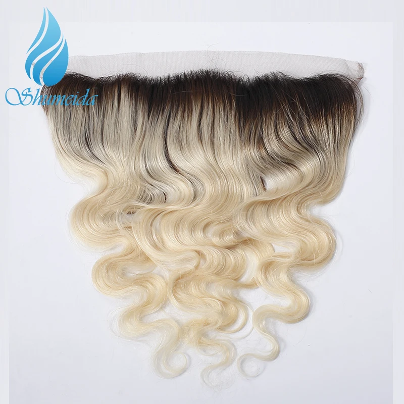 Shumeida Brazilian Remy Hair Body Wave 1b613 Bundles With Frontal Ombre Blonde Human Weft Ear to Lace 13*4 | Шиньоны и парики