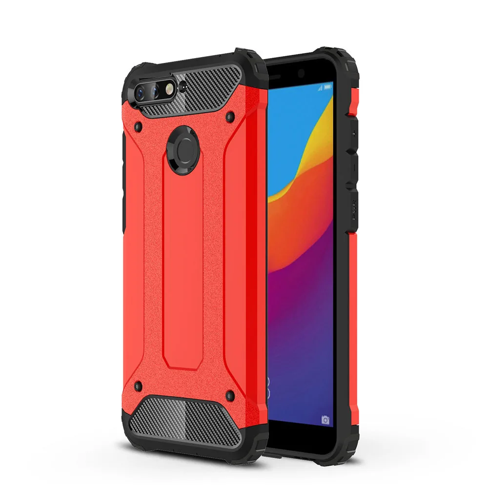 Противоударный Coque 5.7For huawei Honor 7C чехол для huawei Honor 7C Honor7C Pro AUM-L41 АУМ L41 телефона чехол-лента на заднюю панель - Цвет: Red