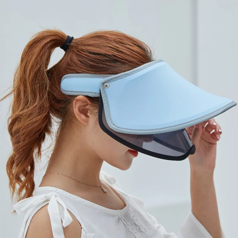 Droppshiping Для женщин летнее солнце защитные шапочки двойной Слои прозрачный пустой