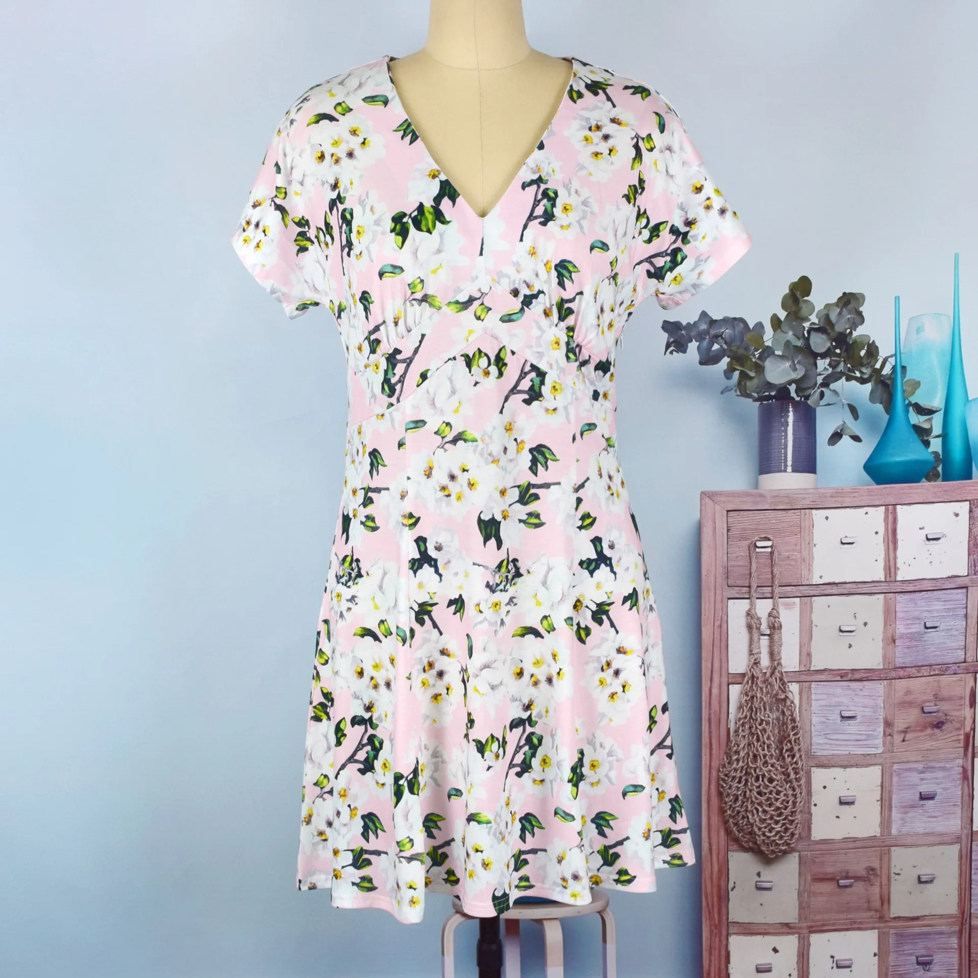 Платья для мамы и дочки короткий рукав v-образным вырезом летнее платье Семейные