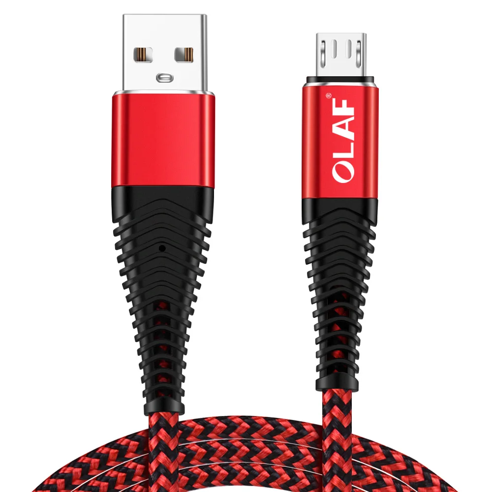 Red Олаф Micro USB кабель для samsung Xiaomi LG кабель Micro USB быстрая зарядка данных нейлоновая оплетка зарядное устройство Android мобильный телефон провод - Цвет: Red