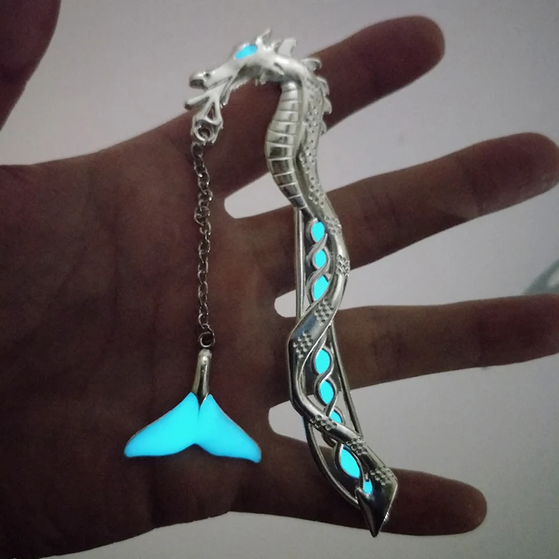 Luminous feather Bookmark Retro Illuminate metal beads Fluorescence bookmark Dropship wholesale Metal38 | Украшения и аксессуары