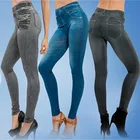 2017 модные женские брюки, плюс размер, Стрейчевые обтягивающие джинсы с карманами и высокой талией, женские синие Узкие повседневные тонкие джинсовые брюки