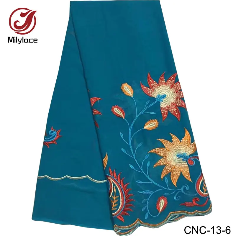 

Hot selling swiss cotton lace fabric embroidery flower pattern design african swiss lace fabric for woman garment CNC-13