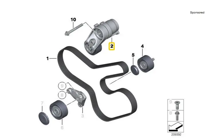 Натяжитель ремня под змеиную кожу для BMW F30 F10 F01 F02 E70 X5 F20 335i M135i 535i 11288604266 |