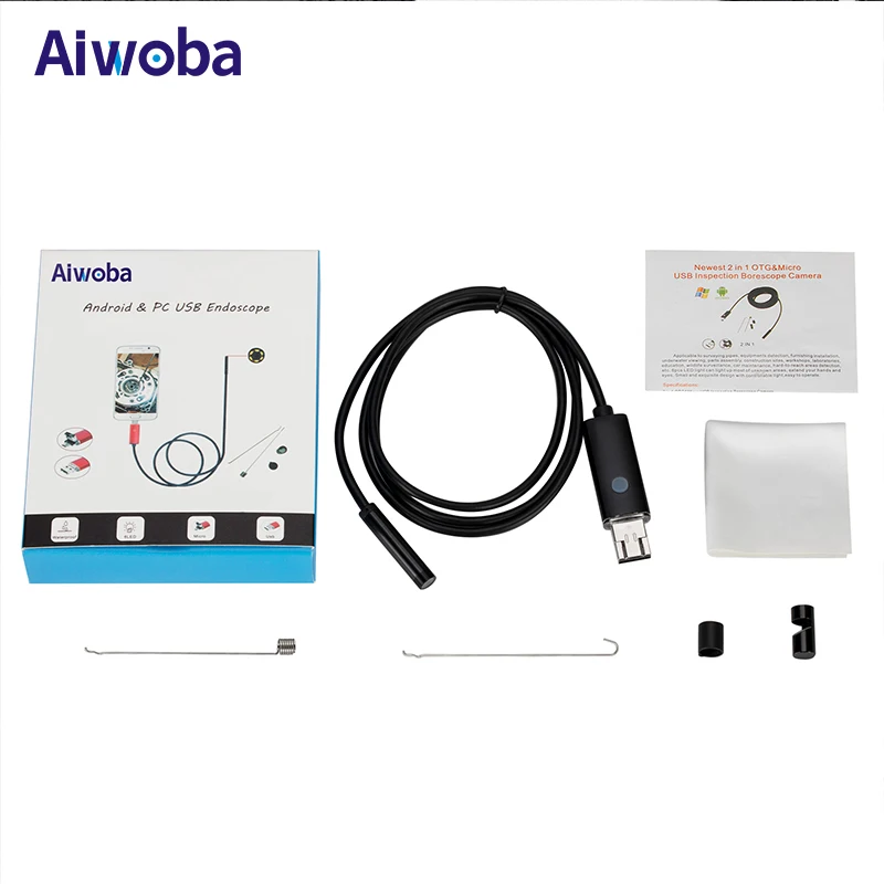 Aiwoba 5.5 мм объектив Waterpro USB эндоскопа Камера 5 м кабель бороскоп Гибкая Змея