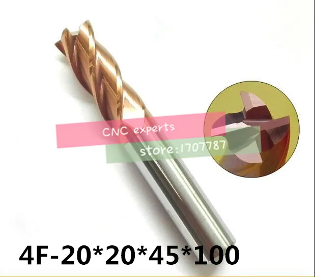 4F-20*20*45*100 HRC60 твердосплавные концевые фрезы с квадратными плоскими концевыми