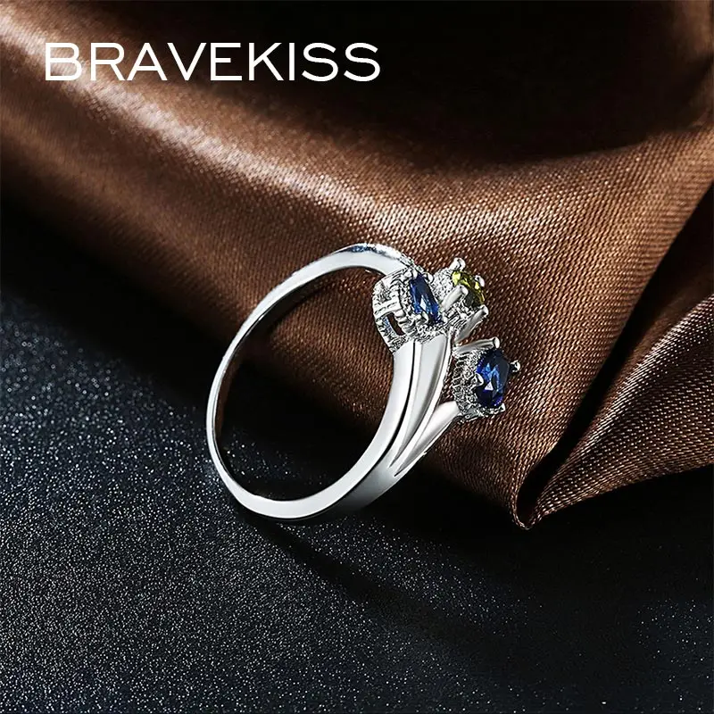 BRAEVKISS 3 камня обручальные кольца для женщин и девушек Свадебные CZ модные