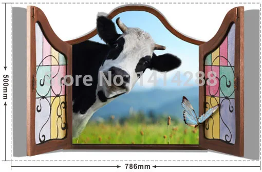 Ребенок день рождения украшение 3D трехмерные домашние настенные наклейки корова