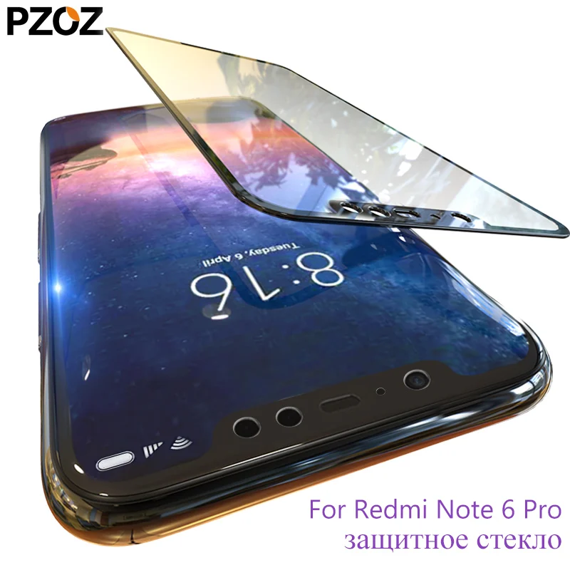 Pzoz Xiaomi Redmi Note 6 Pro Закаленное стекло протектор экрана полное покрытие пленка xiomi xaomi