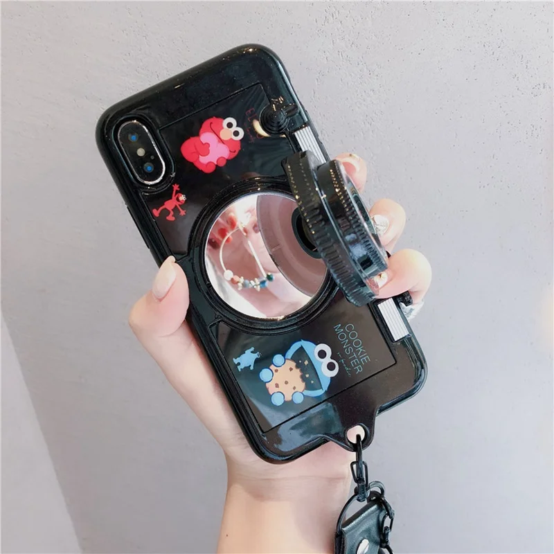 Зеркальный чехол для телефона для iphone XR/XS max/XS мультяшная пудра Улица Сезам для iphone 8 7plus 6 6splus