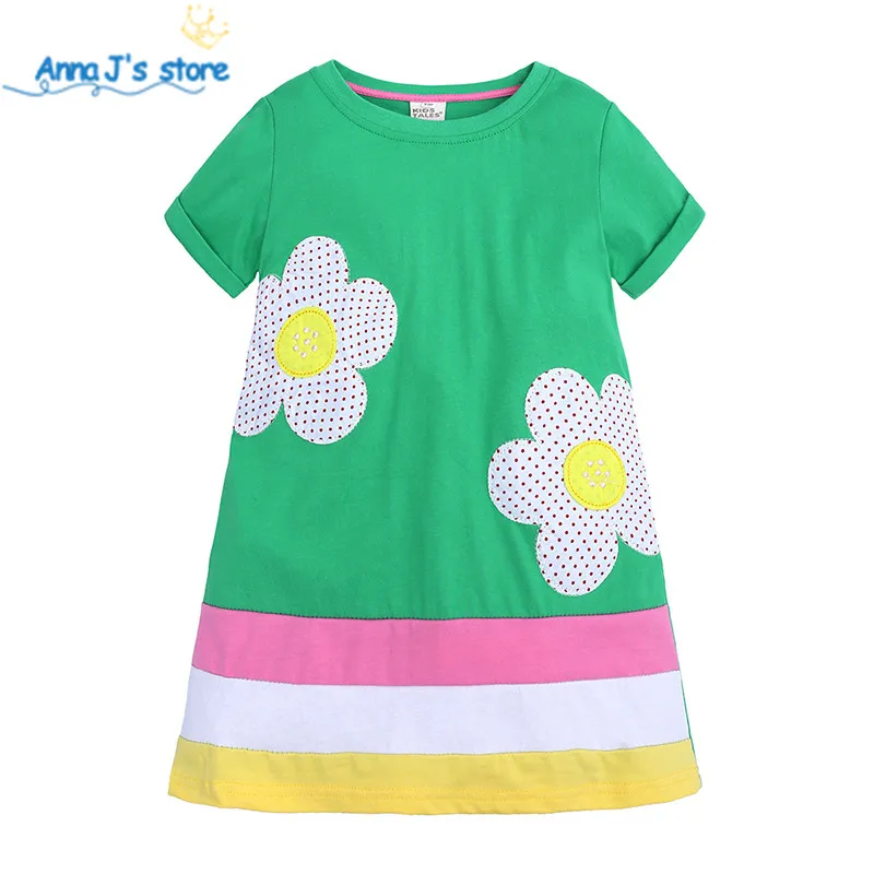 Qz-649 Girls Clothing Cute Girl Dress Kids Princess flower short Sleeve Summer Cotton Clothes Baby Dresses | Детская одежда и