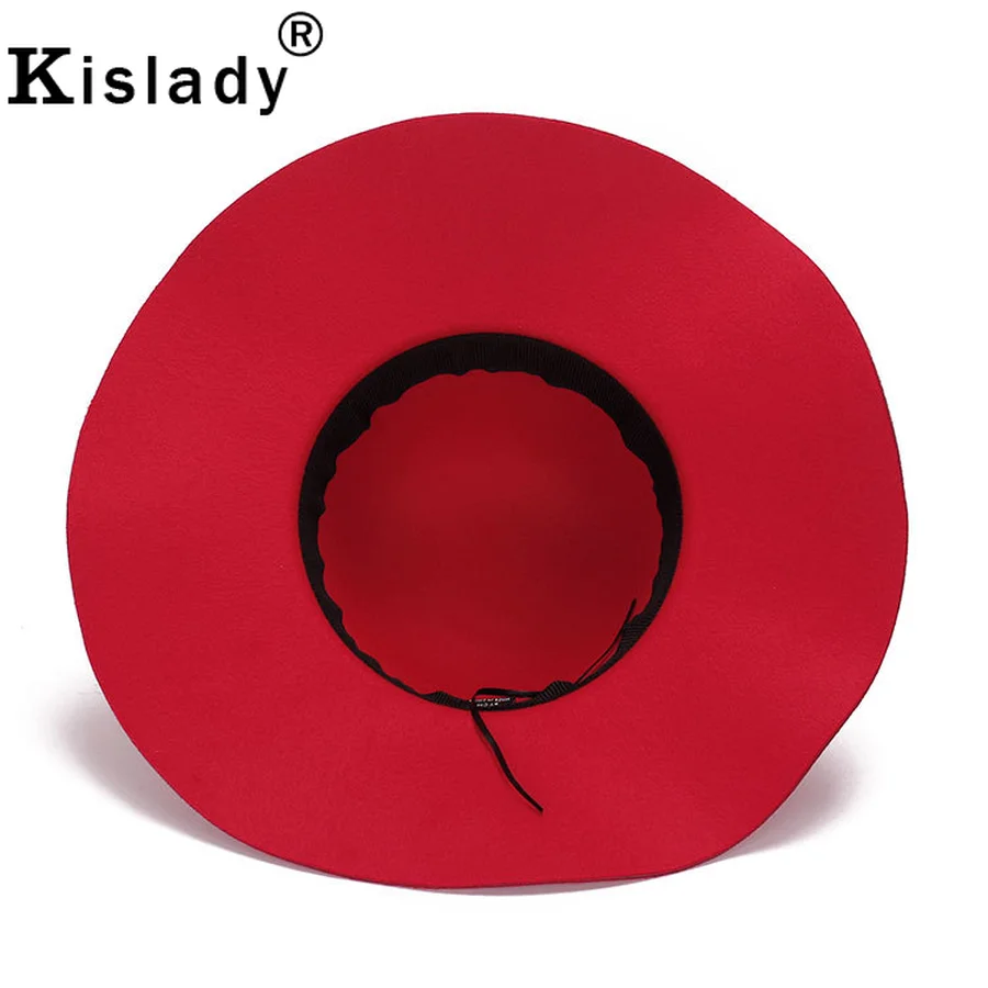 Kislady Осень Зима Дикая с большим краем шерсть фетровая шляпа для дам модные