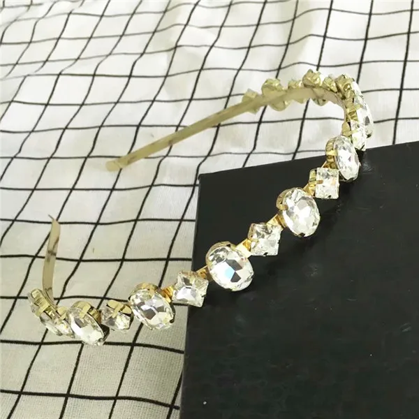 Rhinestone Ручная работа Очаровательная кристальная Тонкая Повязка на голову с искусственным жемчугом из бисера тиара золотистый аксессуар для волос для женщин аксессуары для волос ювелирный подарок - Окраска металла: Rhinestone