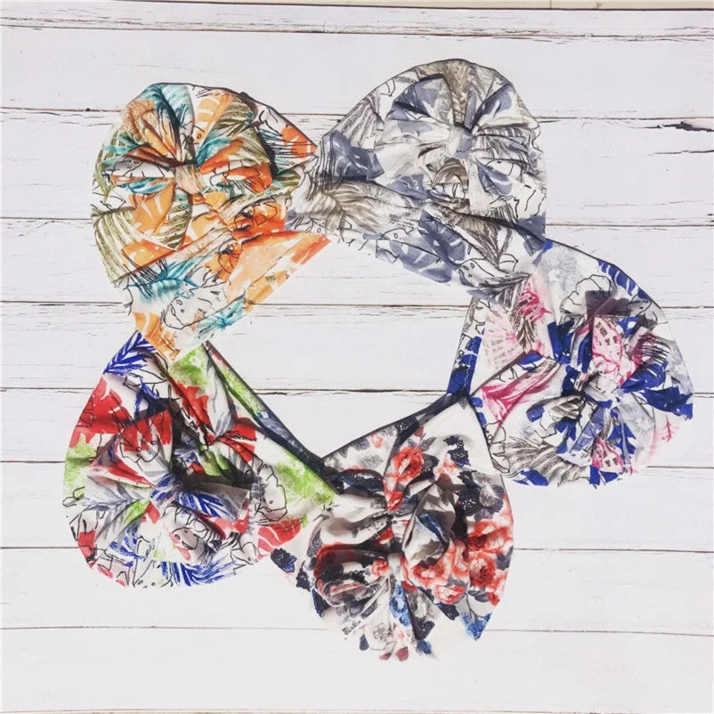 Шляпа Тюрбан с принтом в виде цветов детский топ бантом тюрбан эластичная Кепка