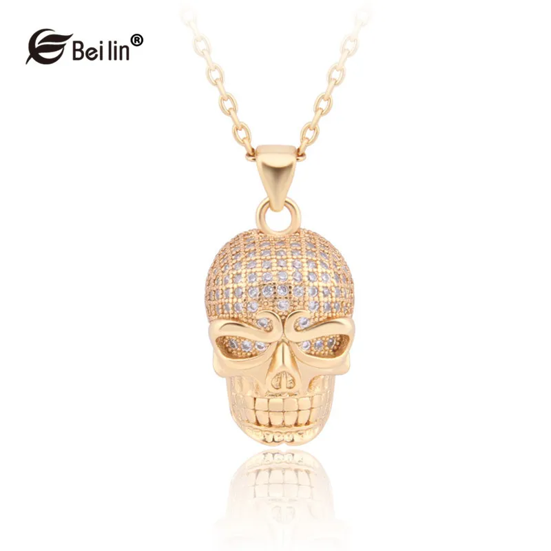 2016 ювелирные изделия на Хэллоуин ожерелье с кулоном в виде черепа из кубического