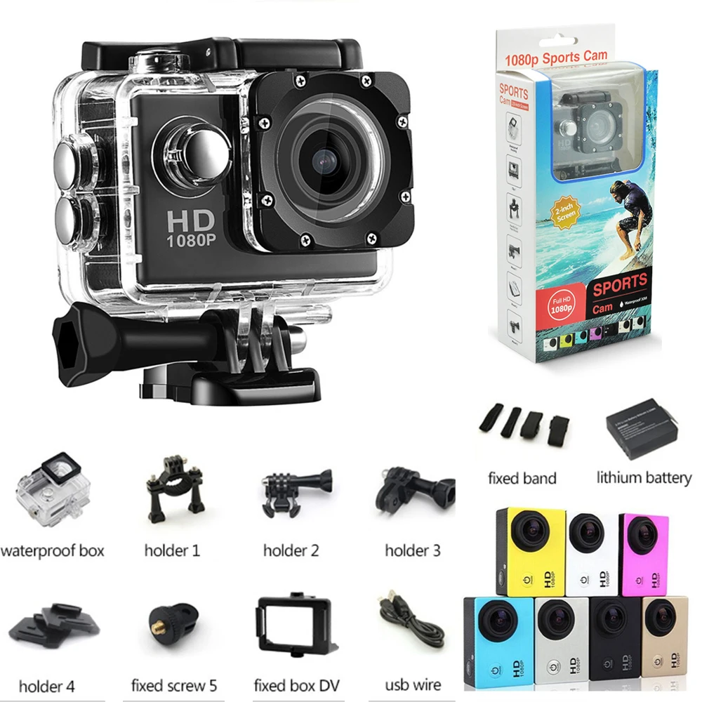 2018 Спортивная Экшн камера camara deportiv Дайвинг Водонепроницаемый 1080 P Full HD Go Pro