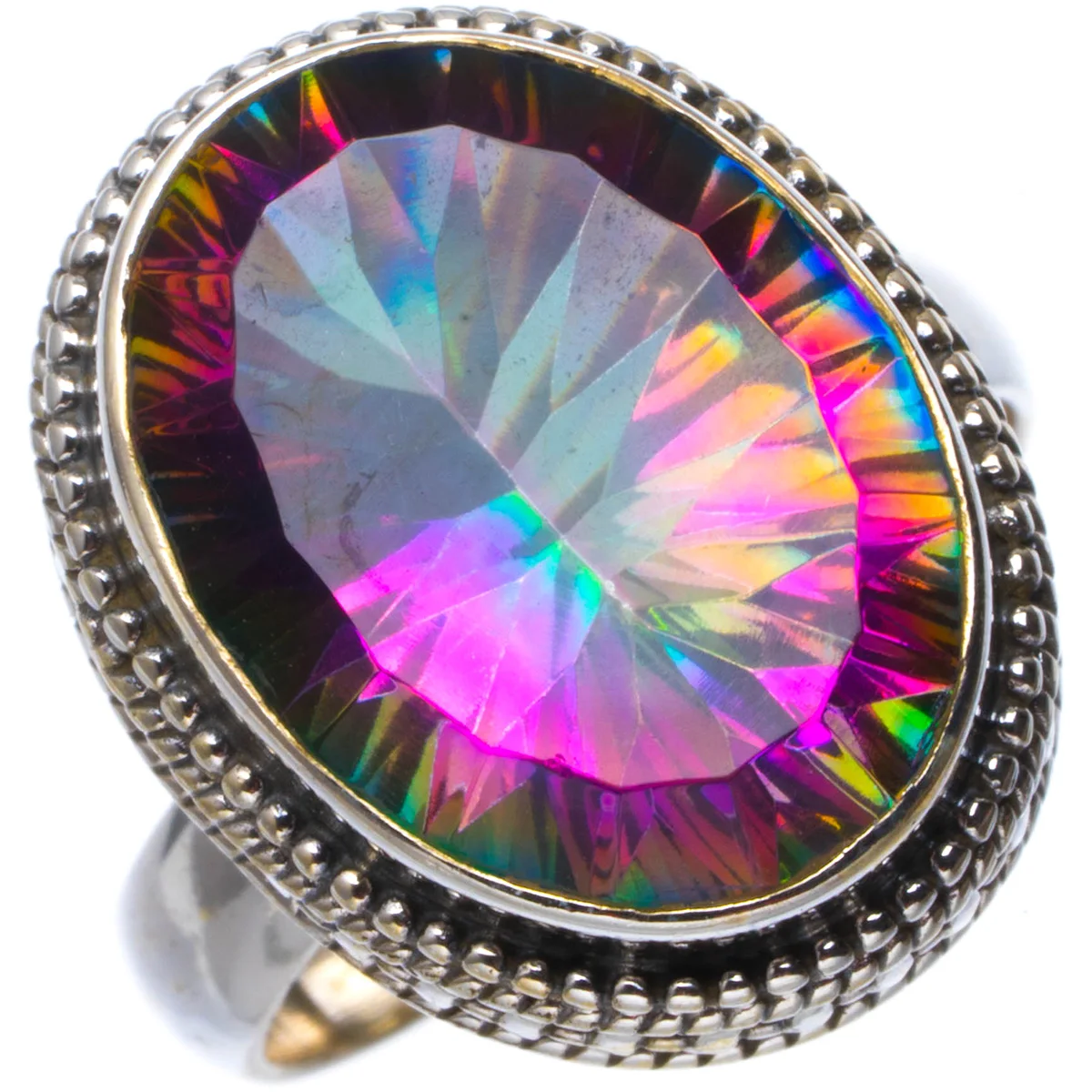 Натуральный Мистический топаз уникальное серебряное кольцо ручной работы 6 B1446 |