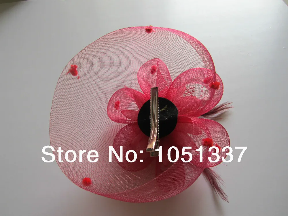 Потрясающие винно-красный бордовый перья чистая цветок волос чародей клип Fascinators