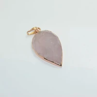 pink rose gold crystal quartz stone pendant for necklace jewelry making heart natural stones point gem charms water drop girl