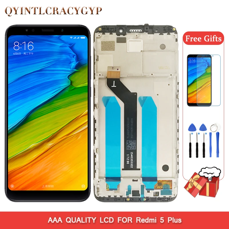 Оригинальный ЖК дисплей для Xiaomi Redmi 5 Plus дигитайзер сенсорный экран рамка