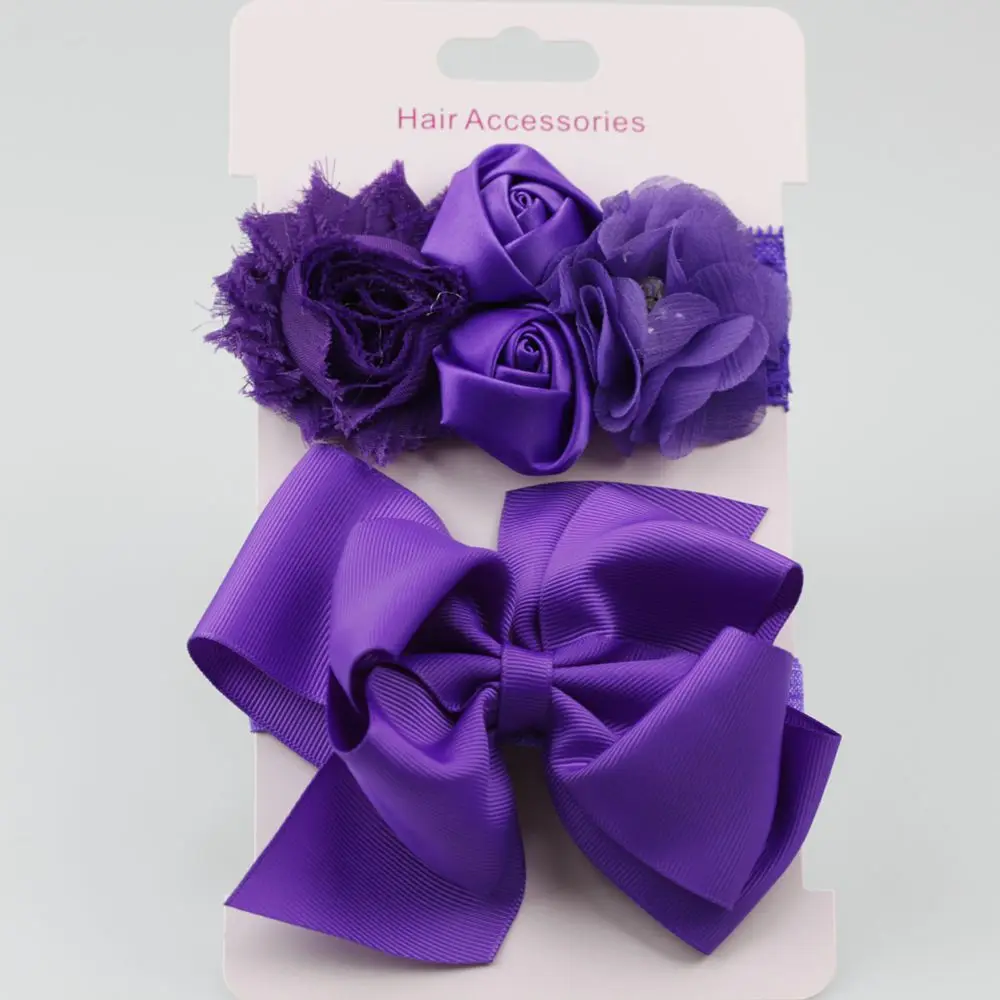on sale 2pcs 2018 New Rose Lace hair band elastic double Bow flower Headband cute girls headwear children accessories | Аксессуары для