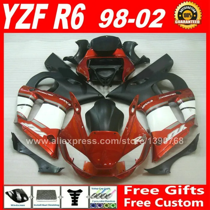 Обтекатели с красным пламенем подходят для YAMAHA YZF R6 1998 1999 2000 2002 новые комплекты