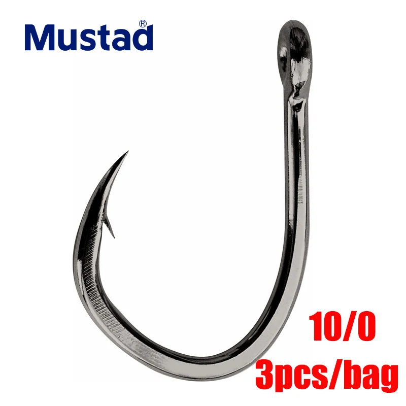 10-0 Mustad норвежский рыболовный крючок, супер мощный большой размер, круглые рыбные крючки, 7/0-10/0, 10874NP-BN - Color: 10-0