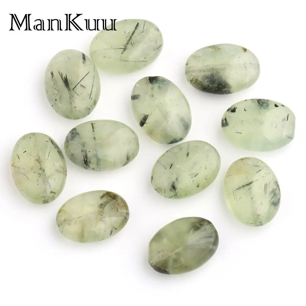 ManKuu 13*18mm Oval Perhnites Pale Green Crystal Beads Fresh Natural Stone For Jewelry Making Wholesale Lot Bulk 10pcs/Lot | Украшения и